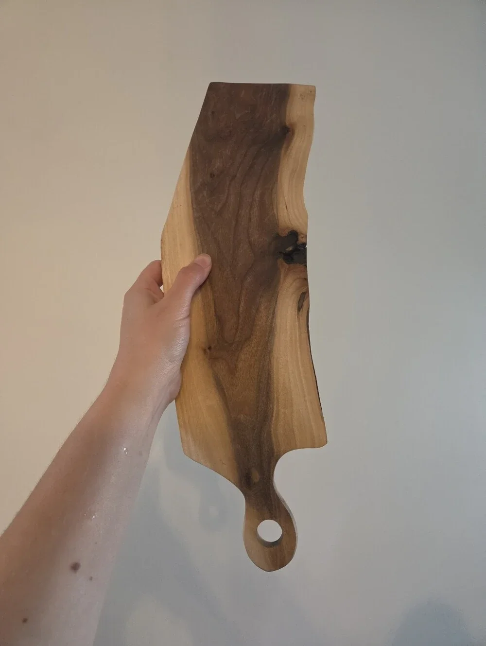 Handcrafted Live Edge Wood Cutting Board with Handle - Approx. 14.5